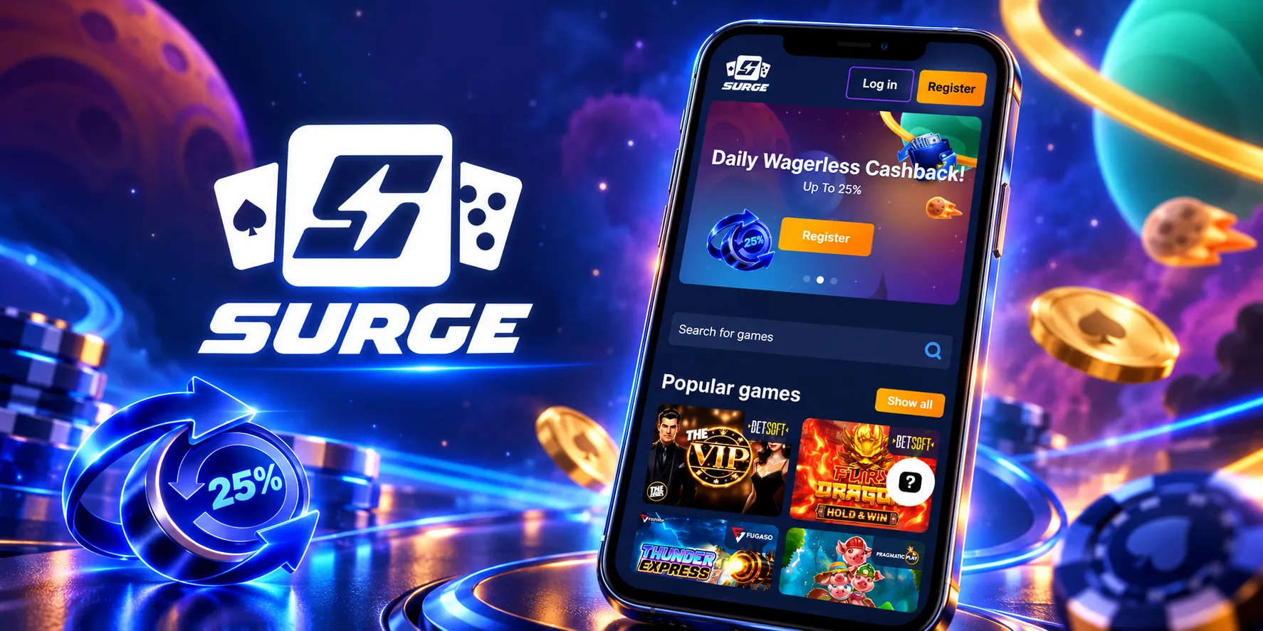 Surge Casino App Screenshot